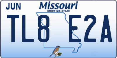 MO license plate TL8E2A