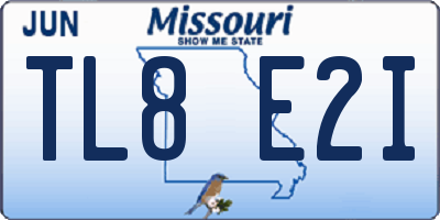 MO license plate TL8E2I