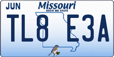 MO license plate TL8E3A