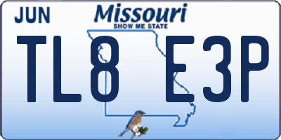 MO license plate TL8E3P