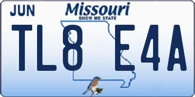 MO license plate TL8E4A