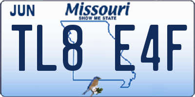 MO license plate TL8E4F