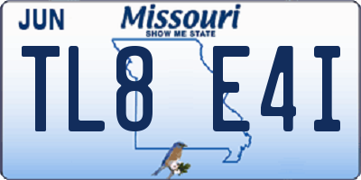 MO license plate TL8E4I