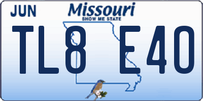 MO license plate TL8E4O
