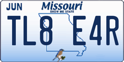 MO license plate TL8E4R
