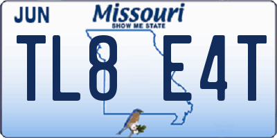 MO license plate TL8E4T