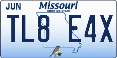 MO license plate TL8E4X