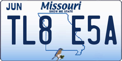 MO license plate TL8E5A