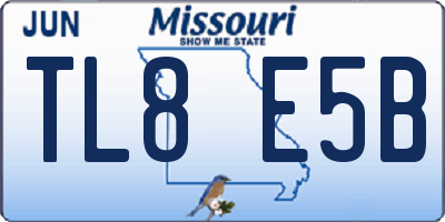 MO license plate TL8E5B