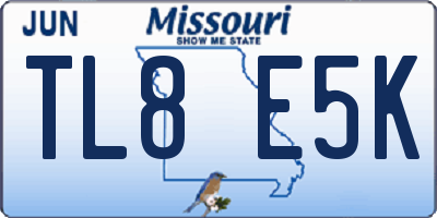 MO license plate TL8E5K