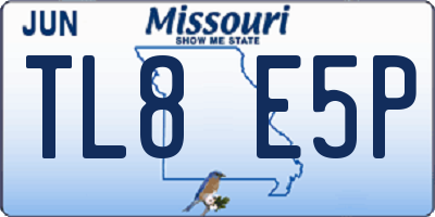 MO license plate TL8E5P