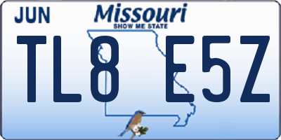 MO license plate TL8E5Z