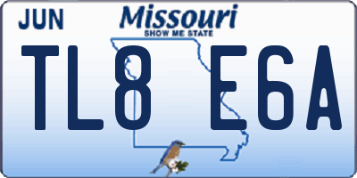 MO license plate TL8E6A