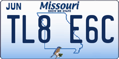 MO license plate TL8E6C