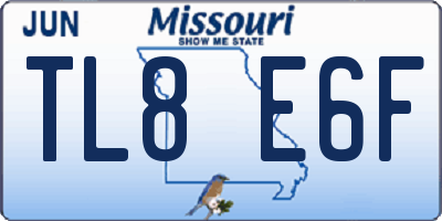 MO license plate TL8E6F