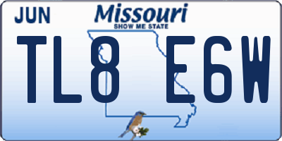 MO license plate TL8E6W