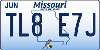 MO license plate TL8E7J