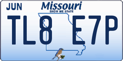 MO license plate TL8E7P