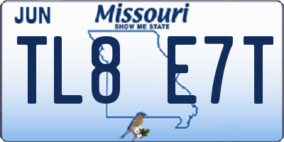 MO license plate TL8E7T