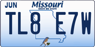 MO license plate TL8E7W