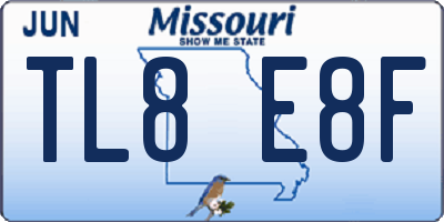 MO license plate TL8E8F