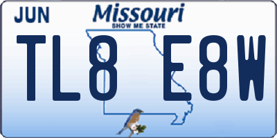 MO license plate TL8E8W