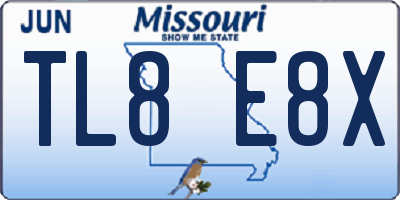 MO license plate TL8E8X