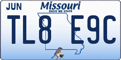 MO license plate TL8E9C