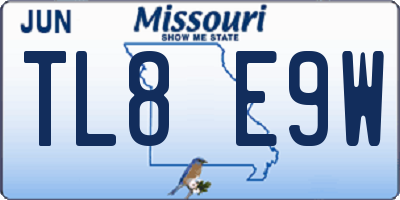 MO license plate TL8E9W