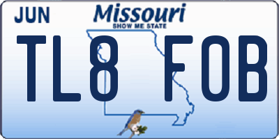 MO license plate TL8F0B