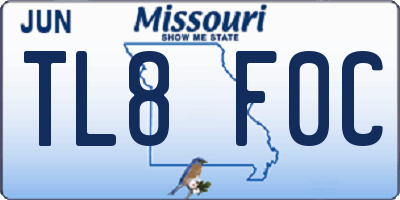 MO license plate TL8F0C