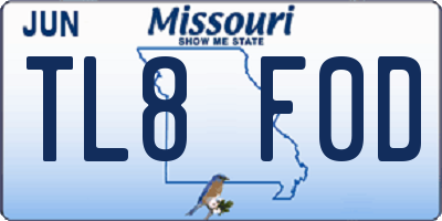 MO license plate TL8F0D