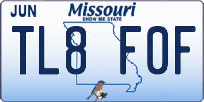 MO license plate TL8F0F