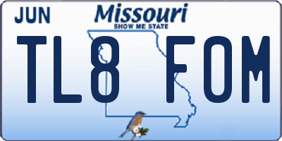 MO license plate TL8F0M