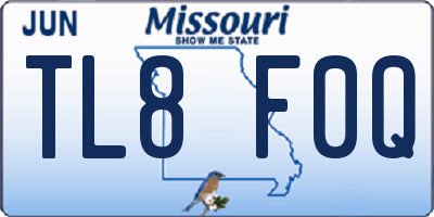 MO license plate TL8F0Q