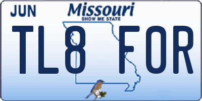 MO license plate TL8F0R