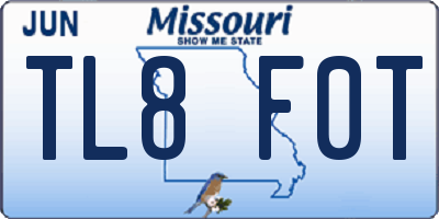 MO license plate TL8F0T