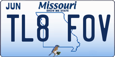 MO license plate TL8F0V