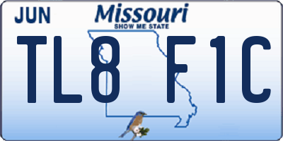 MO license plate TL8F1C
