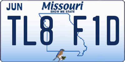MO license plate TL8F1D