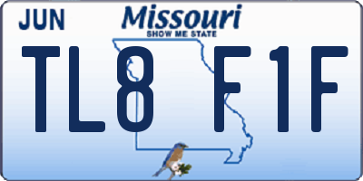 MO license plate TL8F1F