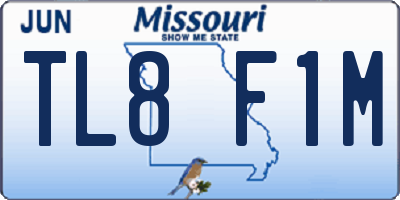 MO license plate TL8F1M