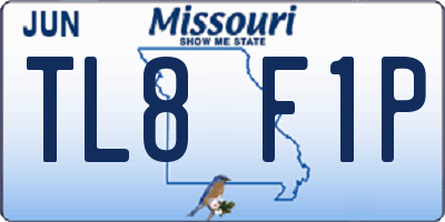 MO license plate TL8F1P