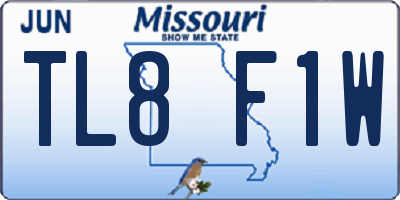 MO license plate TL8F1W