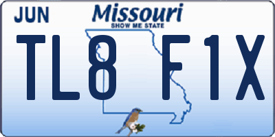 MO license plate TL8F1X