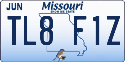 MO license plate TL8F1Z
