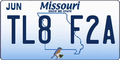 MO license plate TL8F2A