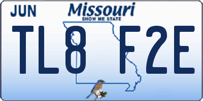 MO license plate TL8F2E