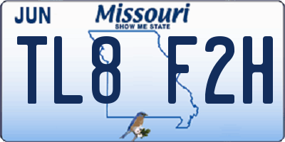 MO license plate TL8F2H