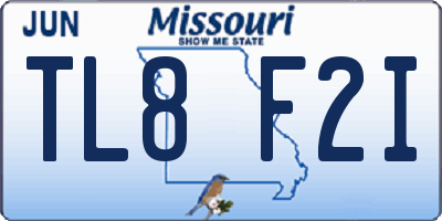 MO license plate TL8F2I